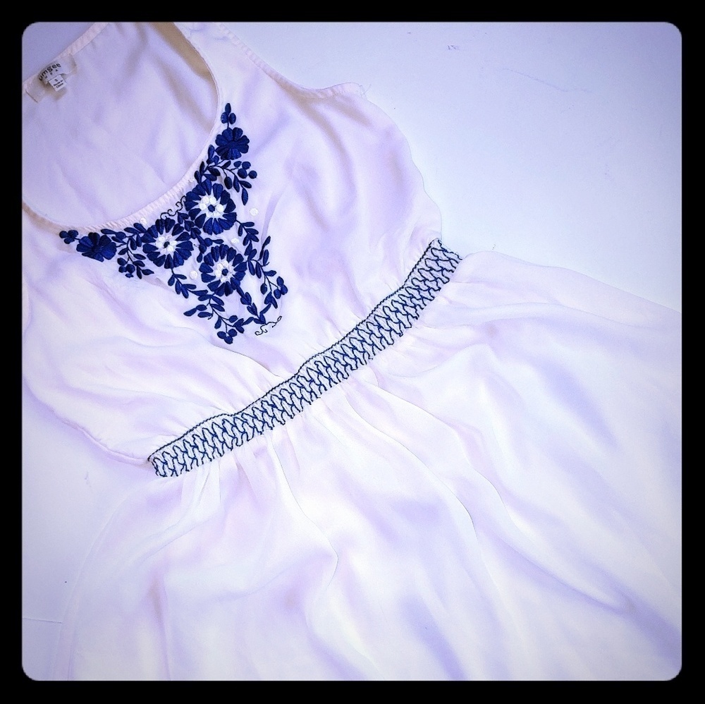 Umgee Dress Blue and Cream S